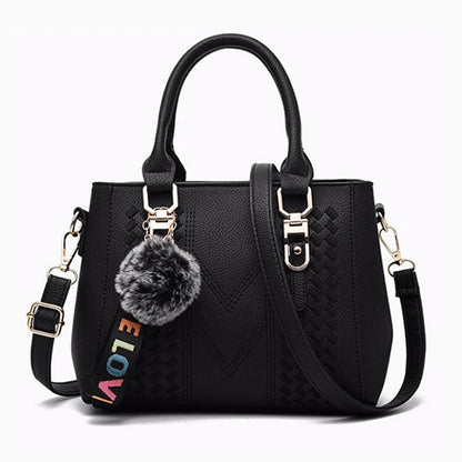Borse a tracolla ricamate Borse da donna in pelle Borse da donna Sac a Main Borsa a mano con palla per capelli da donna