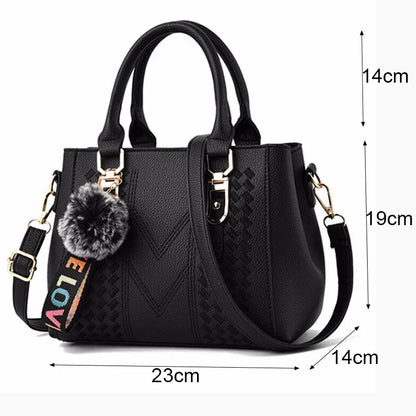 Borse a tracolla ricamate Borse da donna in pelle Borse da donna Sac a Main Borsa a mano con palla per capelli da donna