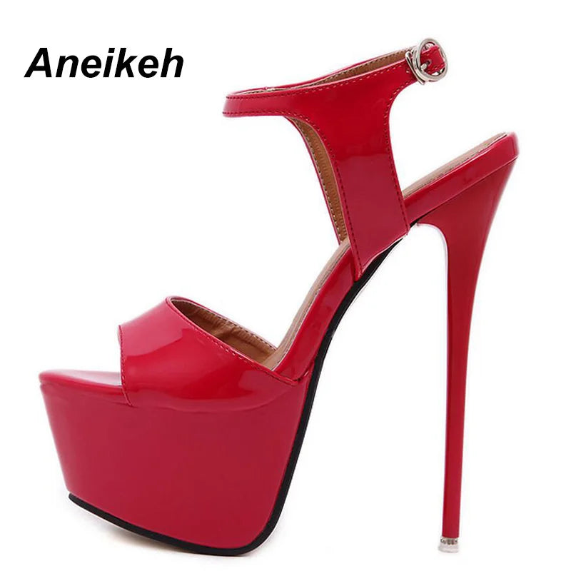Aneikeh Vendite Calde 2026 Stile Estivo Sexy 16 Centimetri Sandali Delle Donne Tacchi Alti Open Toe Fibbie Discoteca Partito Scarpe Nero Grande Formato 15