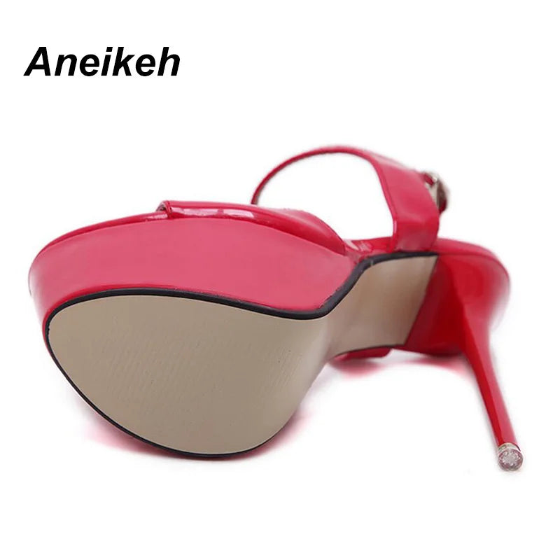 Aneikeh Vendite Calde 2026 Stile Estivo Sexy 16 Centimetri Sandali Delle Donne Tacchi Alti Open Toe Fibbie Discoteca Partito Scarpe Nero Grande Formato 15