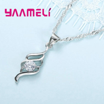Ensembles de bijoux pour femmes Breloques en argent sterling 925 Collier pendentif Boucles d'oreilles créoles Mode classique Collares Cadeau de mariage