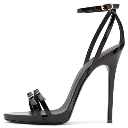 Evening Dress Heels Sexy Ladies Party Stiletto Shoes Big Size 2018 Women Black Patent Leather Strappy High Heel Platform Sandals