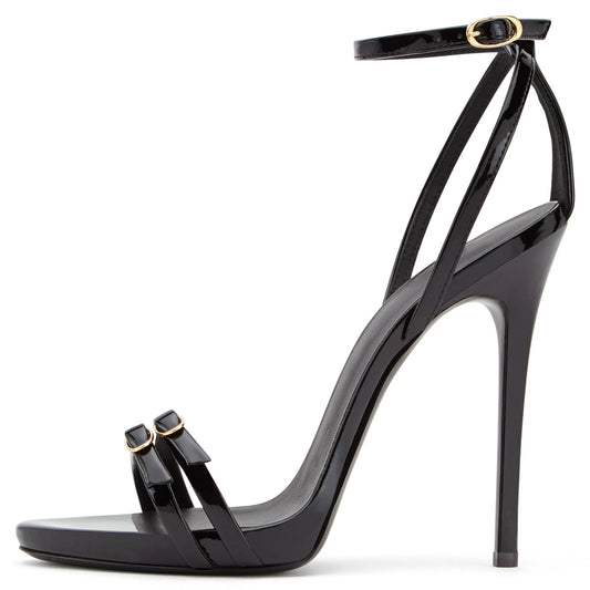 Evening Dress Heels Sexy Ladies Party Stiletto Shoes Big Size 2018 Women Black Patent Leather Strappy High Heel Platform Sandals