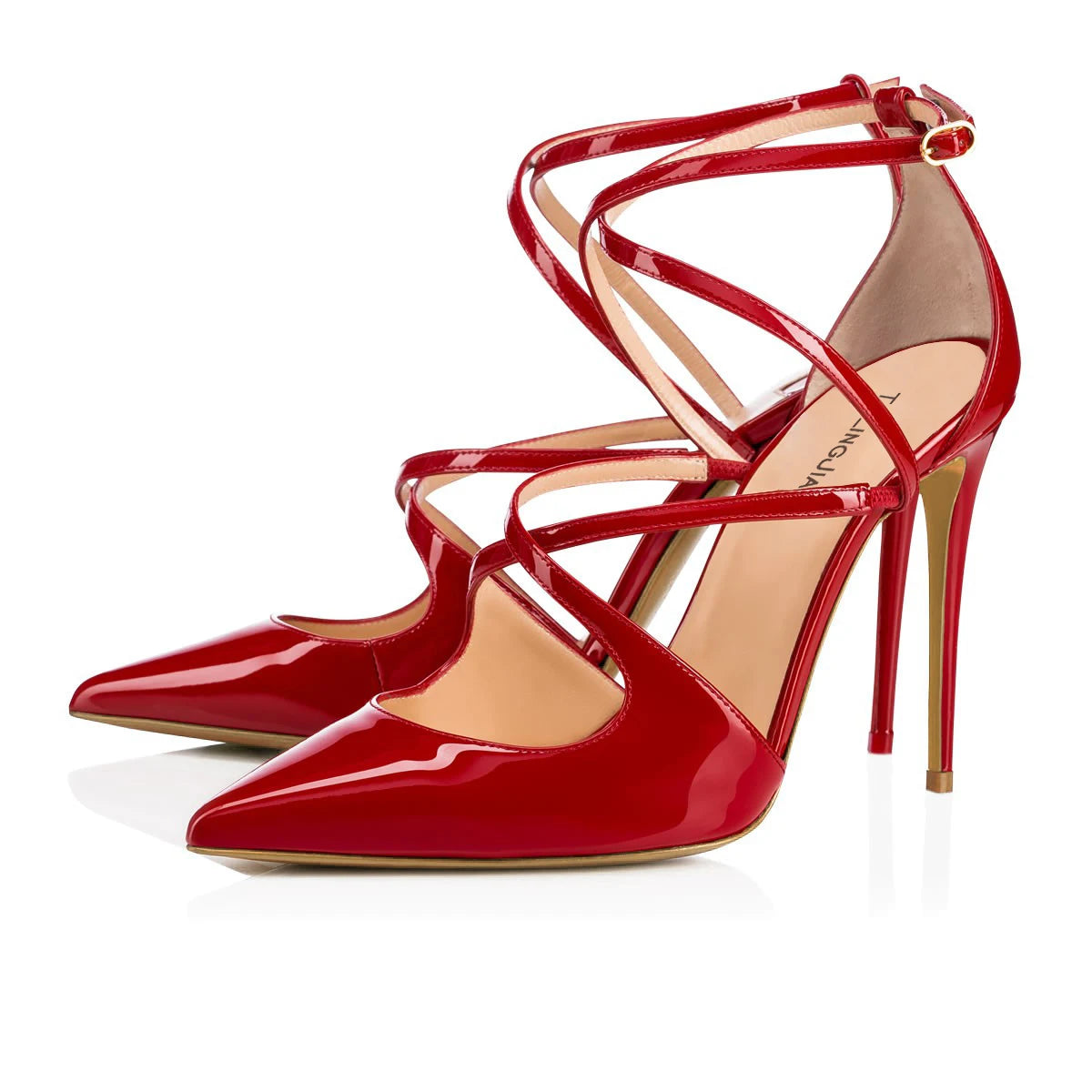 Damen Stiletto Schwarz Sommer Schuhe 2019 Rot Lackleder Abendschuhe Damen Nude Hochzeit High Heels Spitze Zehen Hoher Absatz Riemchen Pumps