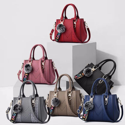 Borse a tracolla ricamate Borse da donna in pelle Borse da donna Sac a Main Borsa a mano con palla per capelli da donna