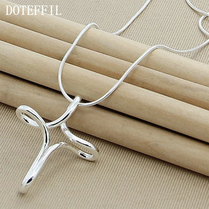 DOTEFFIL Collana con ciondolo croce in argento sterling 925 Catena a serpente da 16-30 pollici per gioielli di fidanzamento di nozze di moda donna