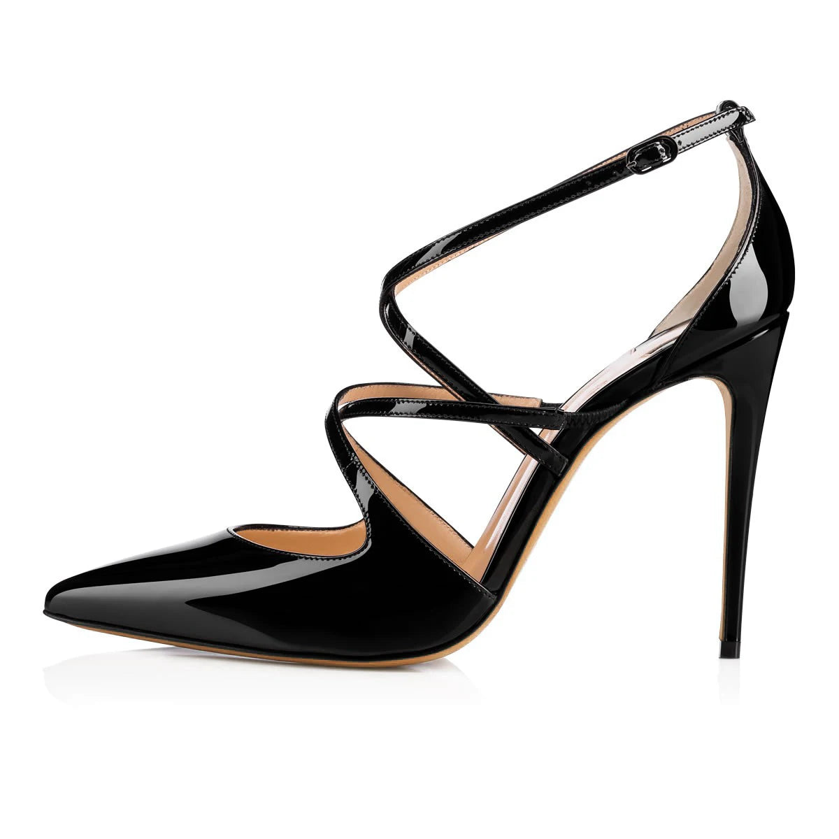 Damen Stiletto Schwarz Sommer Schuhe 2019 Rot Lackleder Abendschuhe Damen Nude Hochzeit High Heels Spitze Zehen Hoher Absatz Riemchen Pumps
