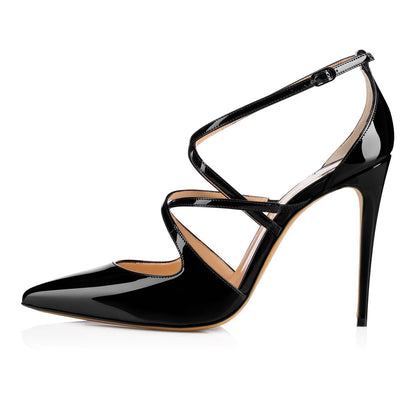 Damen Stiletto Schwarz Sommer Schuhe 2019 Rot Lackleder Abendschuhe Damen Nude Hochzeit High Heels Spitze Zehen Hoher Absatz Riemchen Pumps