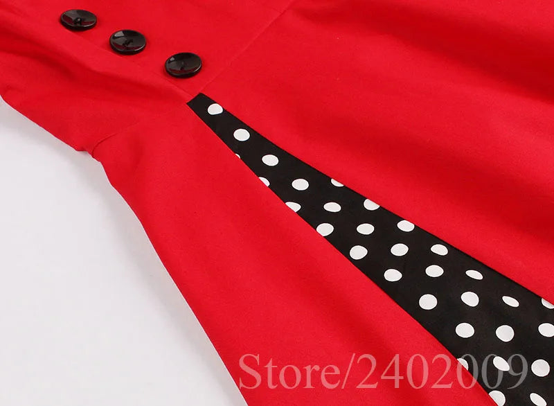 Abito da donna S-5XL, stile retrò vintage anni '50 e '60, Rockabilly, a pois, modello swing, Pin Up, per feste estive, elegante, tunica, Vestidos, casual.