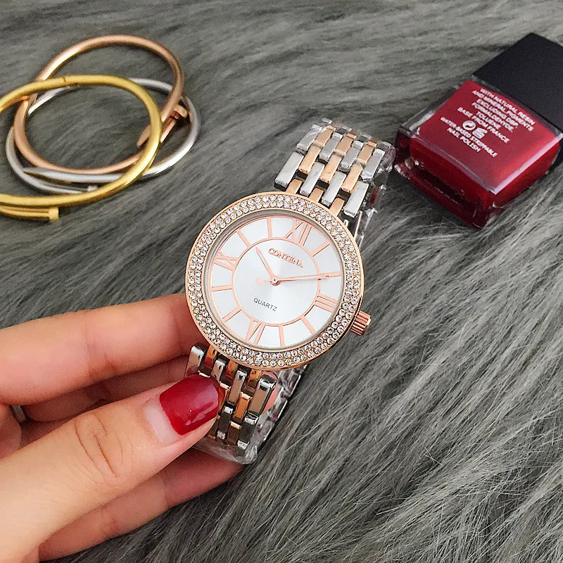 CONTENA Orologi da donna Orologio da donna con strass di moda Orologio da donna in argento di lusso delle migliori marche Orologi da donna Orologio in acciaio pieno reloj mujer