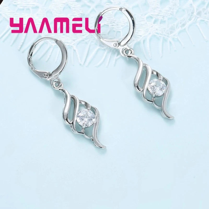 Ensembles de bijoux pour femmes Breloques en argent sterling 925 Collier pendentif Boucles d'oreilles créoles Mode classique Collares Cadeau de mariage