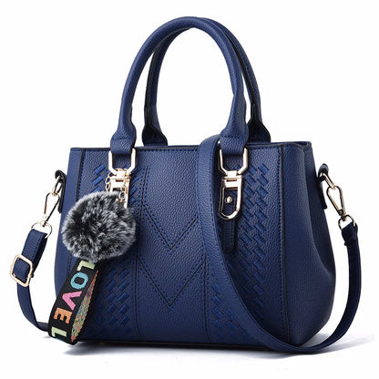 Borse a tracolla ricamate Borse da donna in pelle Borse da donna Sac a Main Borsa a mano con palla per capelli da donna