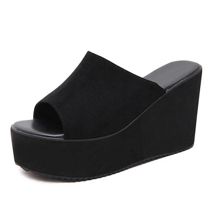 Gdgydh Damen Slip-On Sommer Keilsandalen Plateau High Heels Mode Offene Spitze Freizeit Damenschuhe Bequemer Aktionsverkauf