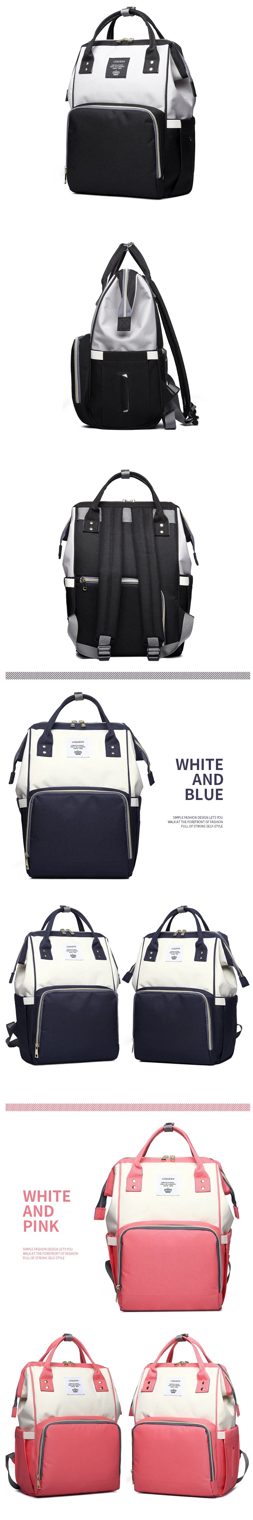 LEQUEEN Fashion Mummy borsa per pannolini di maternità borsa per bambini di grande capacità zaino da viaggio Desinger borsa per allattamento per la cura del bambino borsa per pannolini