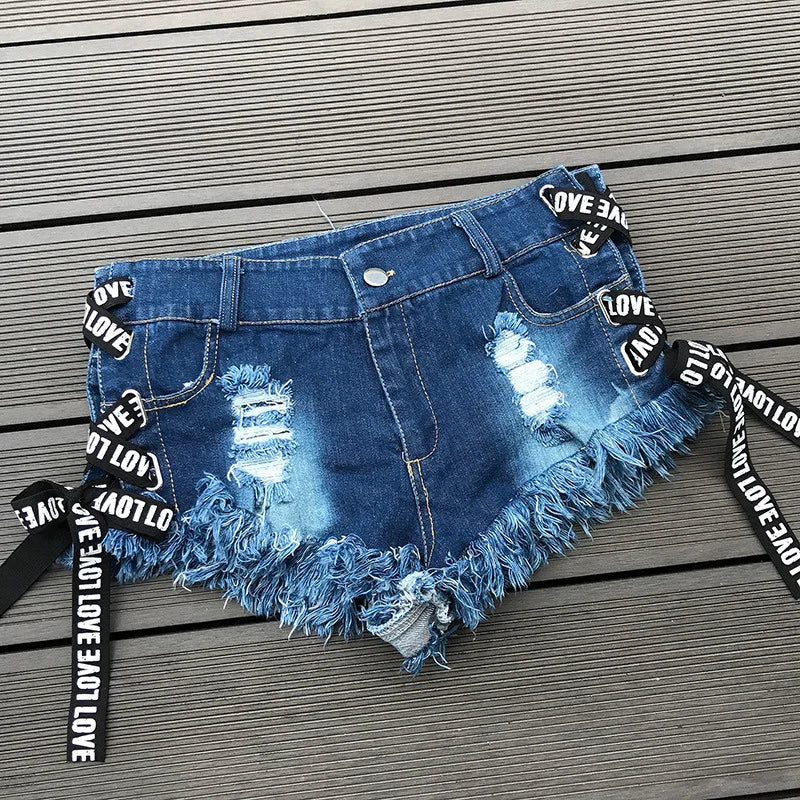 Nuovi Arrivi: Shorts Estivi in Denim da Donna, Sexy a Vita Bassa, con Strappi Laterali e Lacci, Jeans Corti da Discoteca, Pantalon Corto Mujer