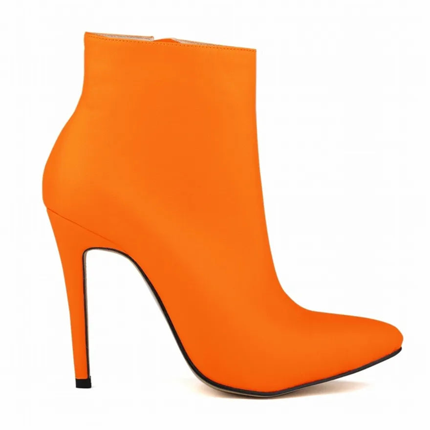 Top Leather Boots 2025 Autumn Women Shoes Fashion High Heels Zipper Breathable Short Boots Pointed Ladies Sexy Party Boots Black