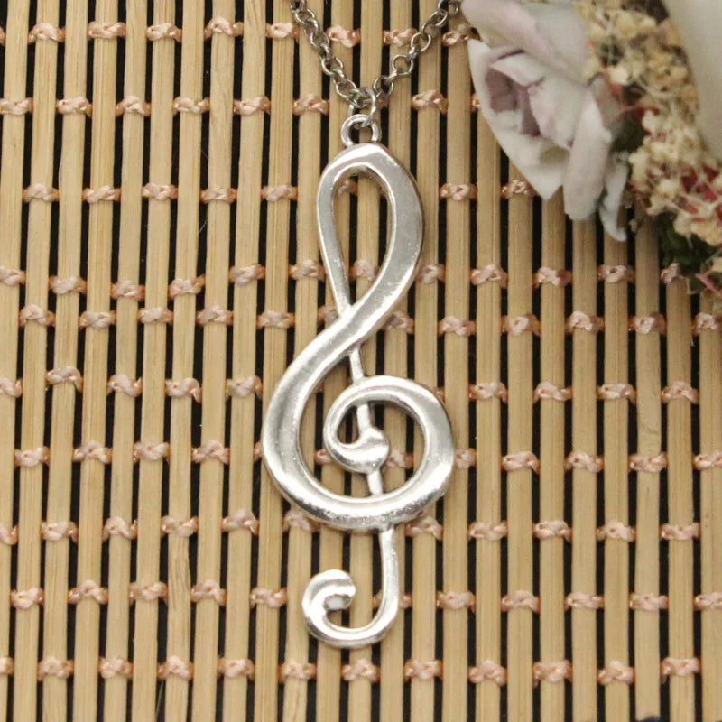 New Fashion Musical Note Pendenti Con Gemme E Perle Catena Trasversale Rotonda Corto Lungo Delle Donne Degli Uomini FAI DA TE In Argento Collana di Colore Dei Monili del Regalo