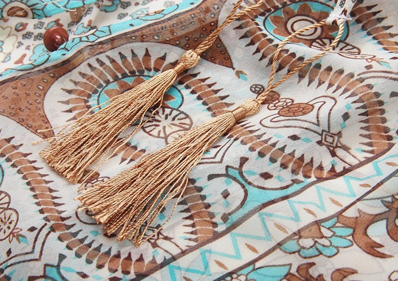 TEELYNN boho abito lungo Vintage 2023 stampa floreale Chiffon manica a tre quarti scollo a v estate Gypsy Hippie abiti da donna vestidos