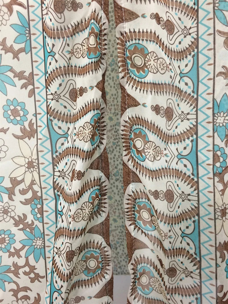 TEELYNN boho abito lungo Vintage 2023 stampa floreale Chiffon manica a tre quarti scollo a v estate Gypsy Hippie abiti da donna vestidos