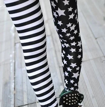 Jeggings da donna Leggings con stampa di stelle a righe elastiche Pantaloni corti alla moda Leggins da donna Pantaloni a matita L1071