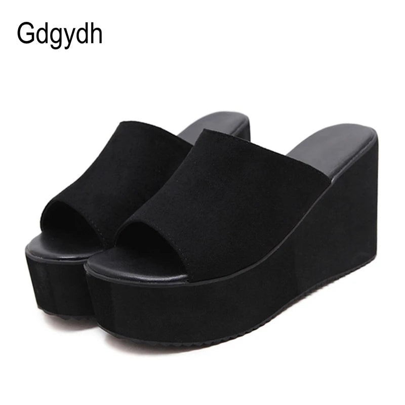 Gdgydh Damen Slip-On Sommer Keilsandalen Plateau High Heels Mode Offene Spitze Freizeit Damenschuhe Bequemer Aktionsverkauf