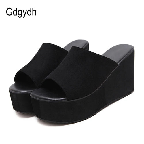 Gdgydh Damen Slip-On Sommer Keilsandalen Plateau High Heels Mode Offene Spitze Freizeit Damenschuhe Bequemer Aktionsverkauf