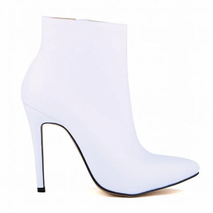 Top Leather Boots 2025 Autumn Women Shoes Fashion High Heels Zipper Breathable Short Boots Pointed Ladies Sexy Party Boots Black