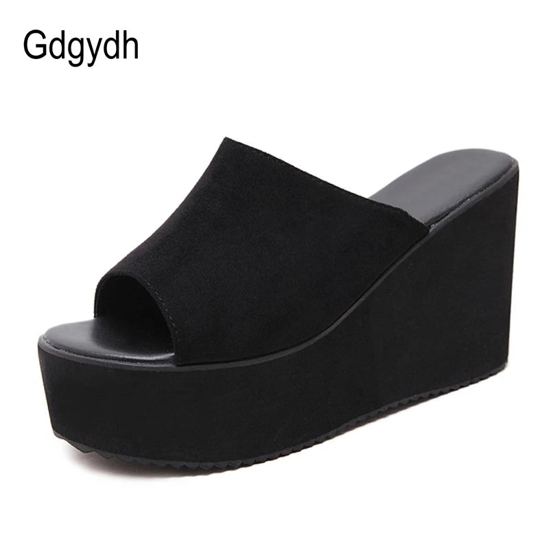 Gdgydh Damen Slip-On Sommer Keilsandalen Plateau High Heels Mode Offene Spitze Freizeit Damenschuhe Bequemer Aktionsverkauf