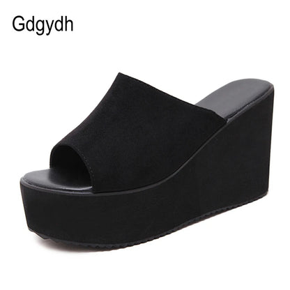 Gdgydh Damen Slip-On Sommer Keilsandalen Plateau High Heels Mode Offene Spitze Freizeit Damenschuhe Bequemer Aktionsverkauf