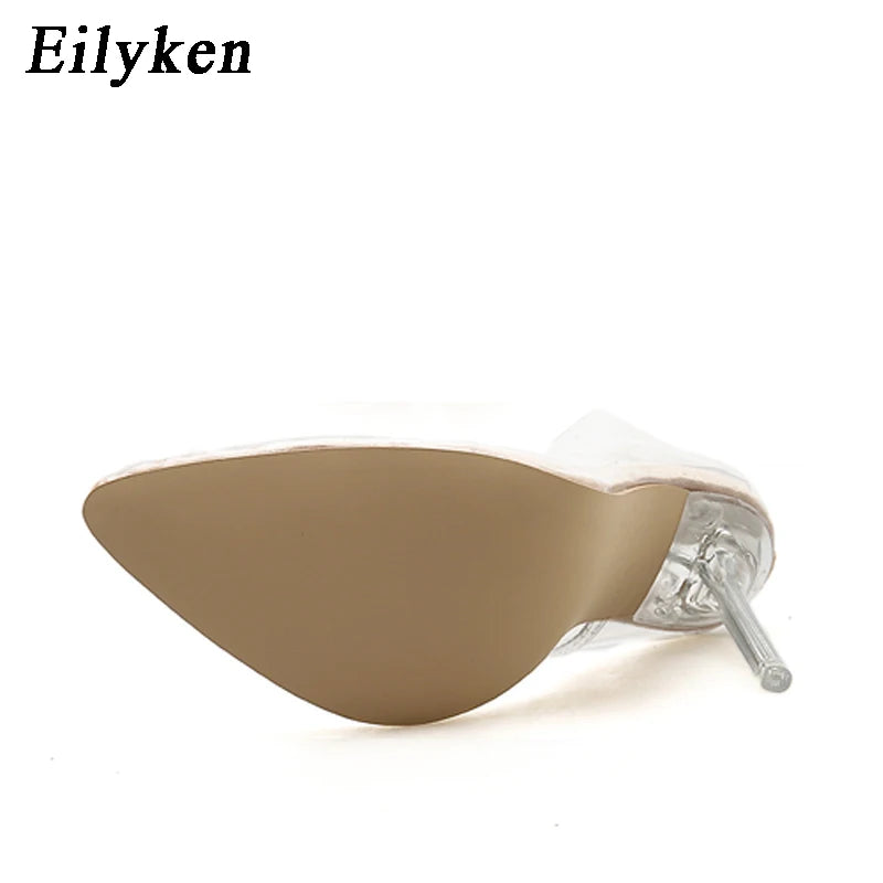 Eilyken Transparentes PVC Durchsichtige Pumps Sandalen Plexiglas Stiletto High Heels Spitzer Zeh Damen Nachtclub Zapatillas De Mujer