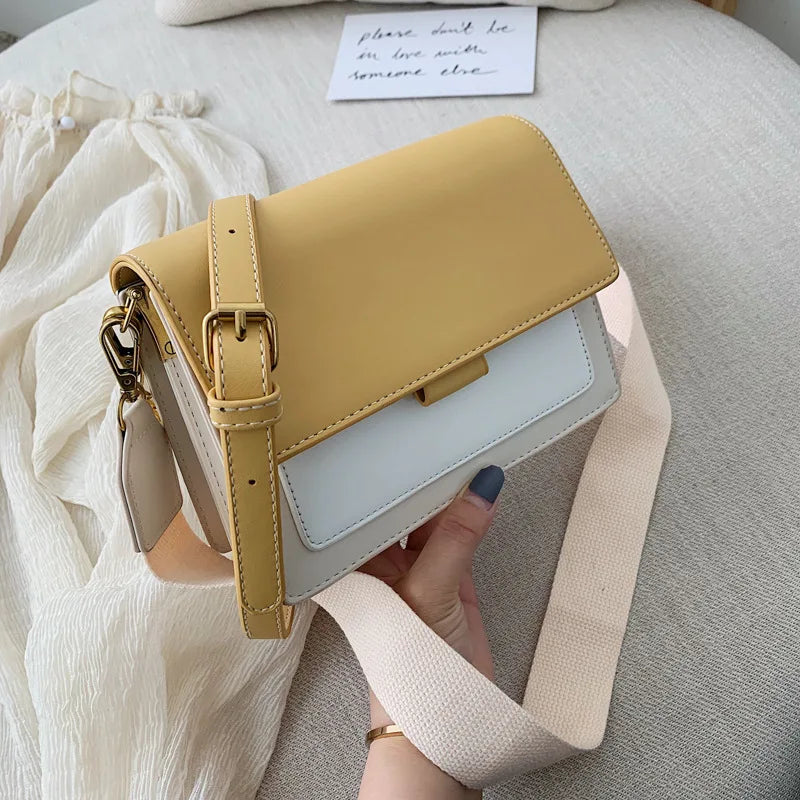 Borse a tracolla in pelle di colore a contrasto per donna Borsa da viaggio Borsa a tracolla semplice moda Borsa a tracolla piccola da donna