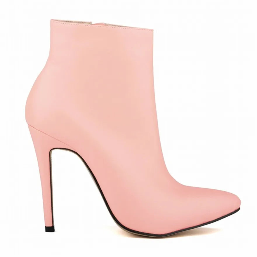 Top Leather Boots 2025 Autumn Women Shoes Fashion High Heels Zipper Breathable Short Boots Pointed Ladies Sexy Party Boots Black