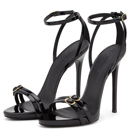 Evening Dress Heels Sexy Ladies Party Stiletto Shoes Big Size 2018 Women Black Patent Leather Strappy High Heel Platform Sandals