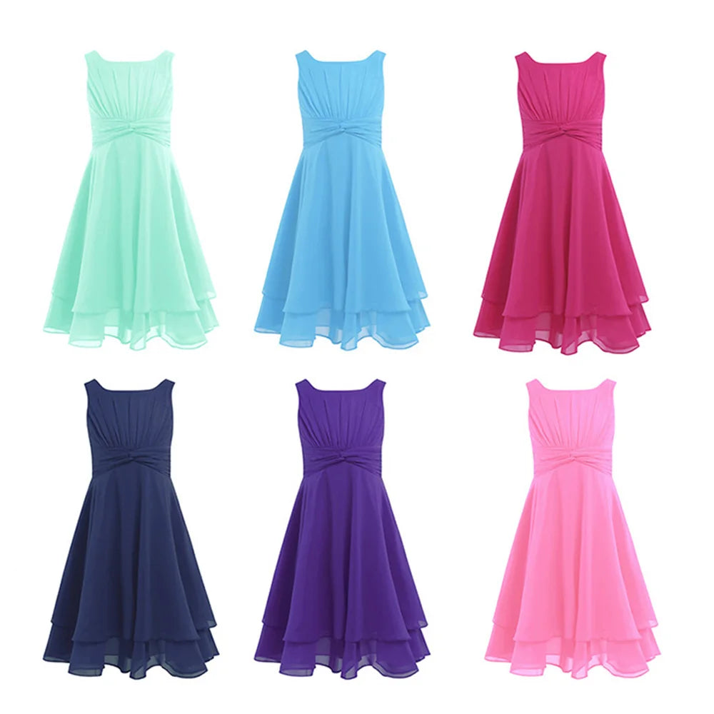 Iiniim Del Bambino Delle Ragazze Del Vestito Chiffon Annodato Vestito Dalla Principessa per la Festa di Compleanno Per Bambini Abiti Bambini Vestiti Da Estate per le Ragazze