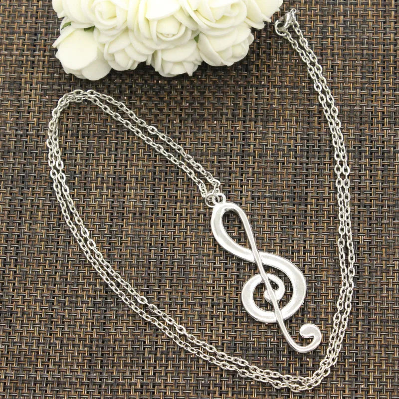 New Fashion Musical Note Pendenti Con Gemme E Perle Catena Trasversale Rotonda Corto Lungo Delle Donne Degli Uomini FAI DA TE In Argento Collana di Colore Dei Monili del Regalo