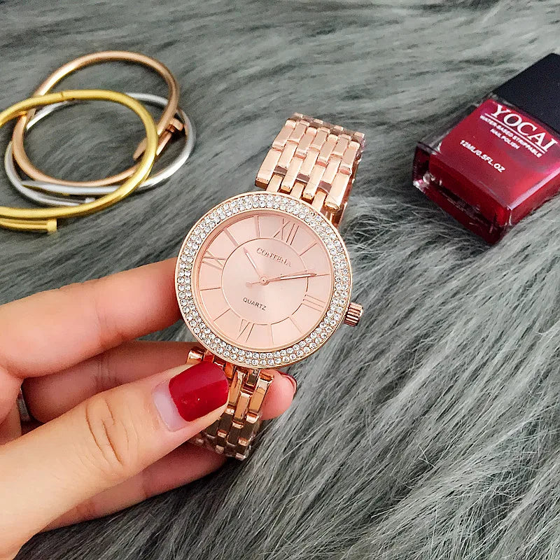 CONTENA Orologi da donna Orologio da donna con strass di moda Orologio da donna in argento di lusso delle migliori marche Orologi da donna Orologio in acciaio pieno reloj mujer