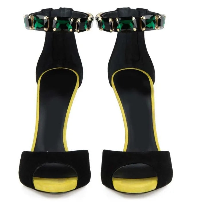 Fashion Elegant Women Crystal Rhinestone High Heel Ladies Quality Party Wear Shoes Sandals