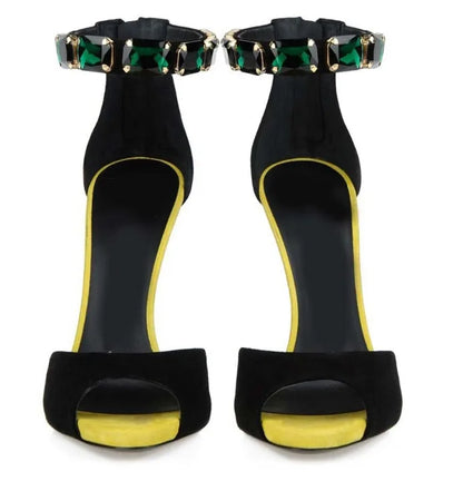 Fashion Elegant Women Crystal Rhinestone High Heel Ladies Quality Party Wear Shoes Sandals