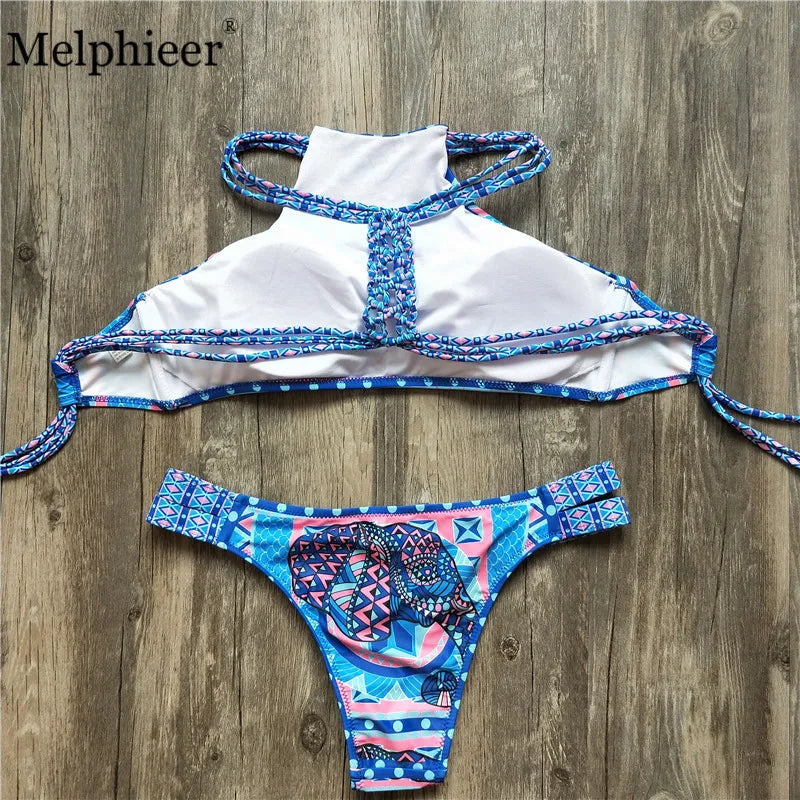 Melphieer Col roulé Débardeur Court Bikini Crochet Bikini Ensemble Maillots de Bain Femme Maillot de Bain Femme Tenue de Plage 2025 Monokini Maillot de Bain
