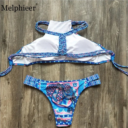 Melphieer Col roulé Débardeur Court Bikini Crochet Bikini Ensemble Maillots de Bain Femme Maillot de Bain Femme Tenue de Plage 2025 Monokini Maillot de Bain