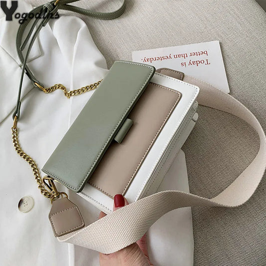 Borse a tracolla in pelle di colore a contrasto per donna Borsa da viaggio Borsa a tracolla semplice moda Borsa a tracolla piccola da donna