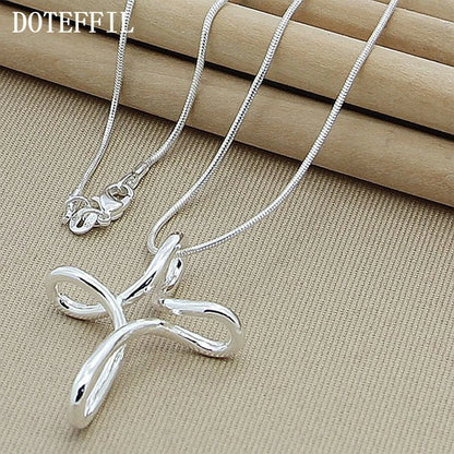 DOTEFFIL Collana con ciondolo croce in argento sterling 925 Catena a serpente da 16-30 pollici per gioielli di fidanzamento di nozze di moda donna
