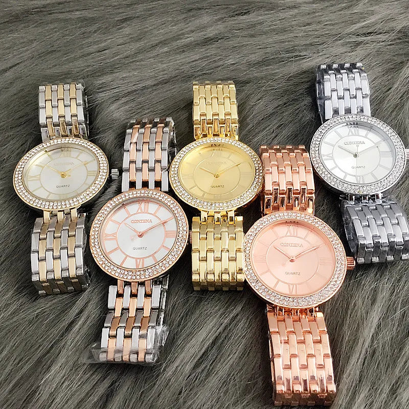 CONTENA Orologi da donna Orologio da donna con strass di moda Orologio da donna in argento di lusso delle migliori marche Orologi da donna Orologio in acciaio pieno reloj mujer