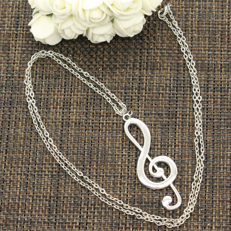 New Fashion Musical Note Pendenti Con Gemme E Perle Catena Trasversale Rotonda Corto Lungo Delle Donne Degli Uomini FAI DA TE In Argento Collana di Colore Dei Monili del Regalo