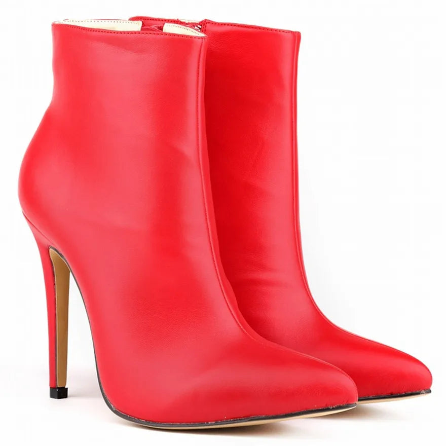 Top Leather Boots 2025 Autumn Women Shoes Fashion High Heels Zipper Breathable Short Boots Pointed Ladies Sexy Party Boots Black