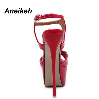 Aneikeh Vendite Calde 2026 Stile Estivo Sexy 16 Centimetri Sandali Delle Donne Tacchi Alti Open Toe Fibbie Discoteca Partito Scarpe Nero Grande Formato 15