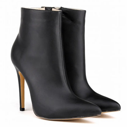 Top Leather Boots 2025 Autumn Women Shoes Fashion High Heels Zipper Breathable Short Boots Pointed Ladies Sexy Party Boots Black