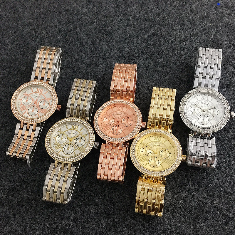 CONTENA di Strass di Lusso delle donne Orologi Da Donna Orologi di Moda Orologio Da Polso In Oro Delle Signore Della Vigilanza Orologio relogio feminino reloj mujer