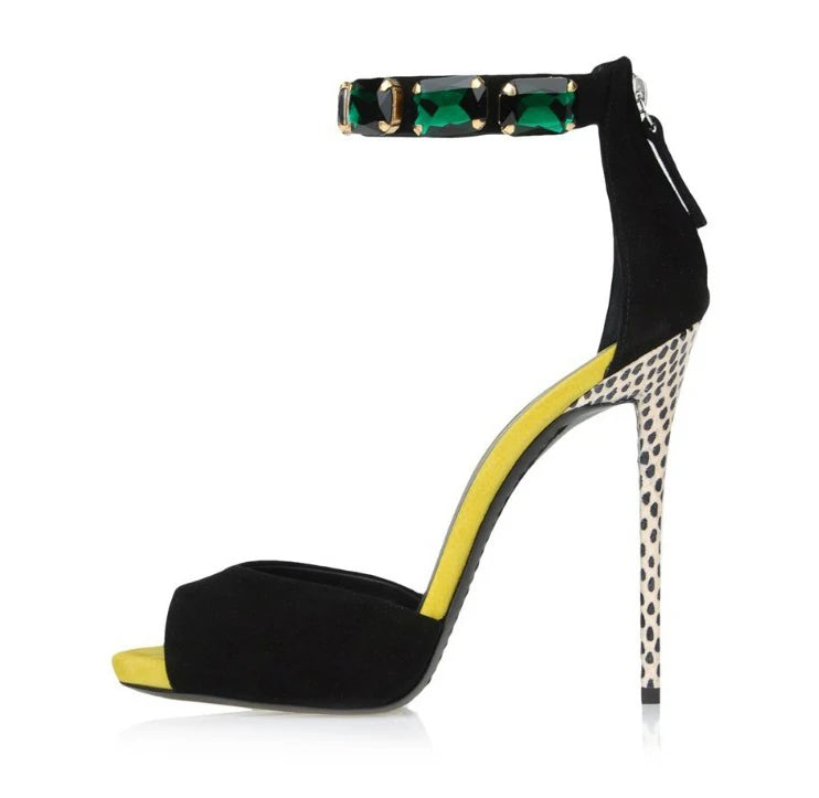 Fashion Elegant Women Crystal Rhinestone High Heel Ladies Quality Party Wear Shoes Sandals