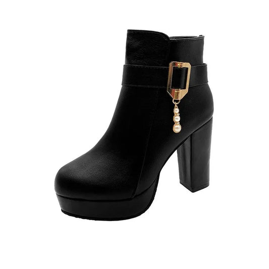 High-heeled Sandals for Women's New Year's  Collection Featuring a British Style square